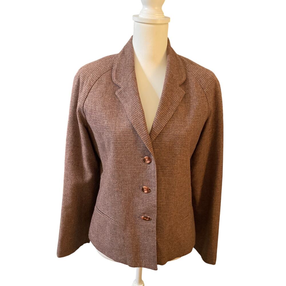 Vintage That’s Me USA Pink Mauve Tweed Wool Blend Blazer Jacket Raglan Sleeve